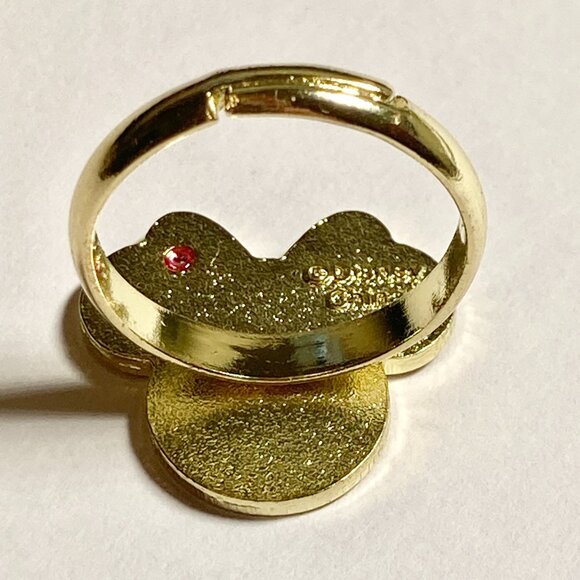 Vintage Disney Minnie Mouse Ring Size 7 8 Pink Bow Signed Adjustable Enamel - Picture 9 of 12